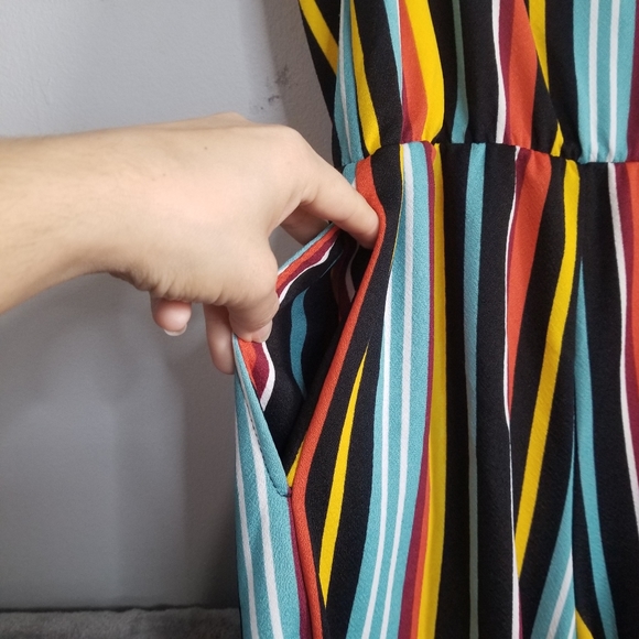 Eye Candy Juniors Med/Womens SM Ruffle Front Crepe Jumpsuit Multicolored - Picture 9 of 14